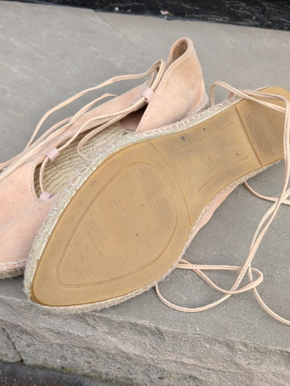 Romena Handmade In Spain Lace Up Women's Suede Espadrille Flats in Blush - Picture 6 of 11